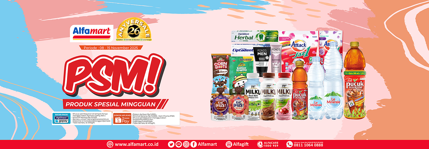 Banner promo PSM (Promo Spesial Mingguan) Alfamart